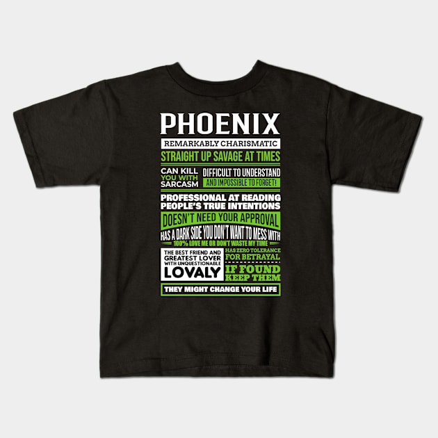 Phoenix Kids T-Shirt by Ban Guns Not Books- Typography fullcolor